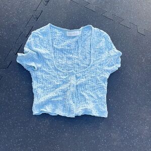 Beige botany crop blue crinkle size M